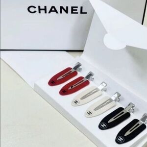 CHANEL Hair Clips - Red, White, Black set of 6